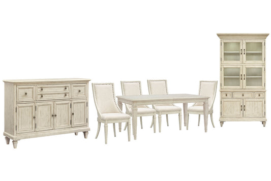 Magnussen - Newport Alabaster Extendable Rectangular Dining Table With 4 Arm Chairs Buffet And Dining Cabinet - D5430-20-KIT15 view 1