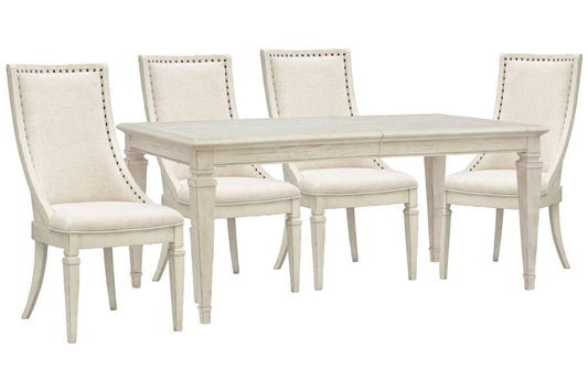 Magnussen - Newport Alabaster Extendable Rectangular Dining Table With 4 Arm Chairs - D5430-20-KIT11 view 1