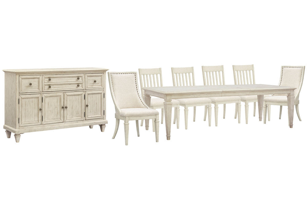 Magnussen - Newport Alabaster Extendable Rectangular Dining Table With 4 Side Chairs 2 Arm Chairs And Buffet - D5430-20-KIT28 view 1