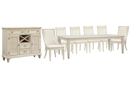 Magnussen - Newport Alabaster Extendable Rectangular Dining Table With 4 Side Chairs 2 Arm Chairs And Server - D5430-20-KIT27 view 1