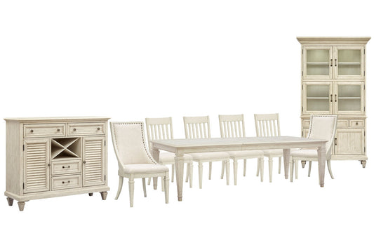 Magnussen - Newport Alabaster Extendable Rectangular Dining Table With 4 Side Chairs 2 Arm Chairs Server And Dining Cabinet - D5430-20-KIT29 view 1