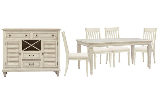 Magnussen - Newport Alabaster Extendable Rectangular Dining Table With 4 Side Chairs And Server - D5430-20-KIT2 view 1