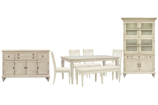 Magnussen - Newport Alabaster Extendable Rectangular Dining Table With 4 Side Chairs Bench Buffet And Dining Cabinet - D5430-20-KIT40 view 1