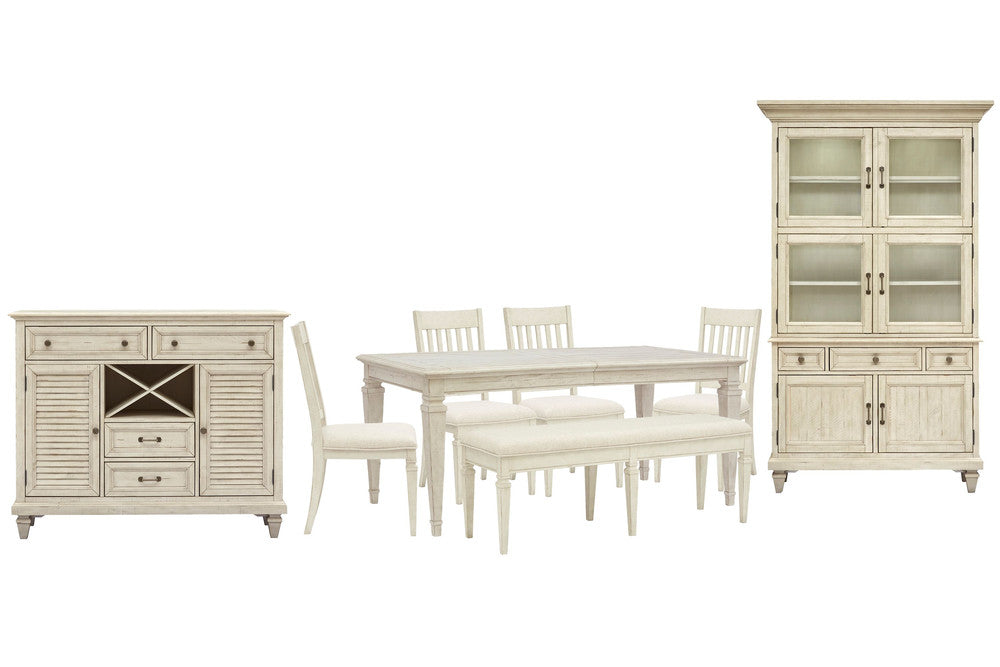 Magnussen - Newport Alabaster Extendable Rectangular Dining Table With 4 Side Chairs Bench Server And Dining Cabinet - D5430-20-KIT39 view 1