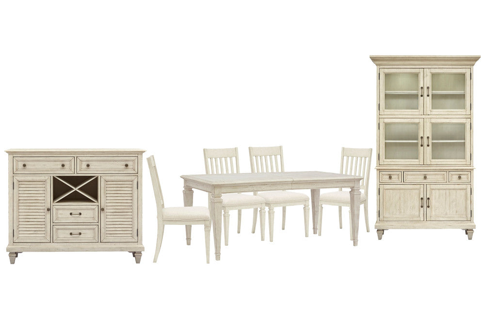 Magnussen - Newport Alabaster Extendable Rectangular Dining Table With 4 Side Chairs Server And Dining Cabinet - D5430-20-KIT4 view 1