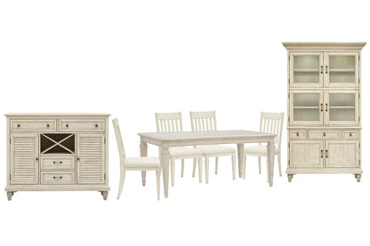 Magnussen - Newport Alabaster Extendable Rectangular Dining Table With 4 Side Chairs Server And Dining Cabinet - D5430-20-KIT4 view 1