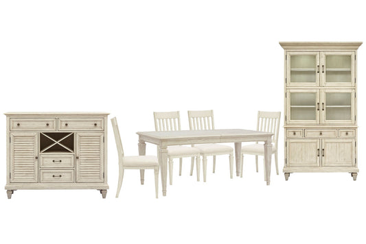 Magnussen - Newport Alabaster Extendable Rectangular Dining Table With 4 Side Chairs Server And Dining Cabinet - D5430-20-KIT4 view 1