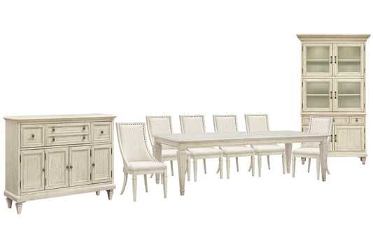 Magnussen - Newport Alabaster Extendable Rectangular Dining Table With 6 Arm Chairs Buffet And Dining Cabinet - D5430-20-KIT20 view 1