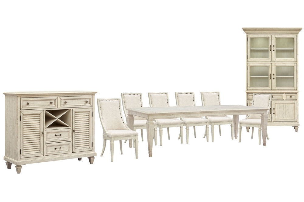 Magnussen - Newport Alabaster Extendable Rectangular Dining Table With 6 Arm Chairs Server And Dining Cabinet - D5430-20-KIT19 view 1