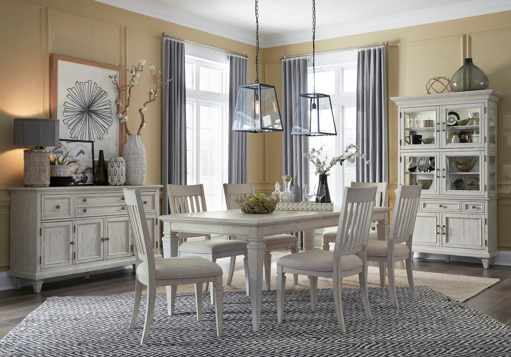 Magnussen - Newport Alabaster Extendable Rectangular Dining Table With 6 Arm Chairs Server And Dining Cabinet - D5430-20-KIT19 view 9