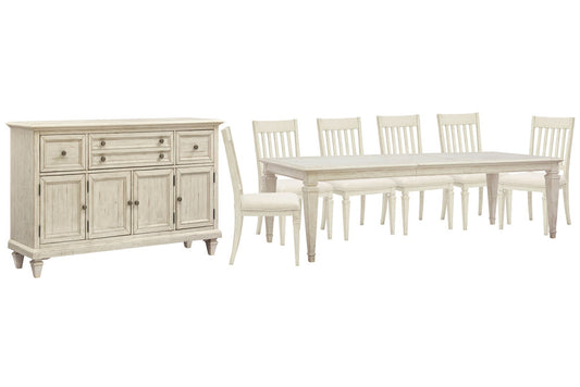 Magnussen - Newport Alabaster Extendable Rectangular Dining Table With 6 Side Chairs And Buffet - D5430-20-KIT8 view 1