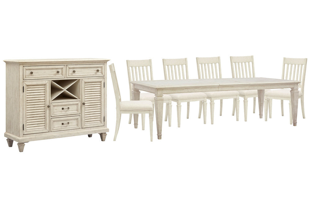 Magnussen - Newport Alabaster Extendable Rectangular Dining Table With 6 Side Chairs And Server - D5430-20-KIT7 view 1