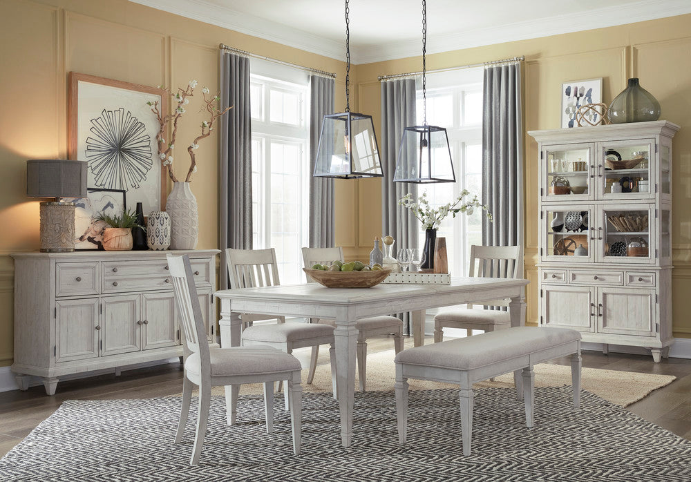 Magnussen - Newport Alabaster Extendable Rectangular Dining Table With 6 Side Chairs Server And Dining Cabinet - D5430-20-KIT9 view 11
