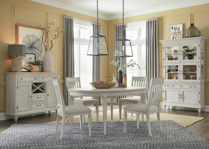 Magnussen - Newport Alabaster Extendable Round Dining Table With 4 Arm Chairs Buffet And Dining Cabinet - D5430-25-KIT10 view 12