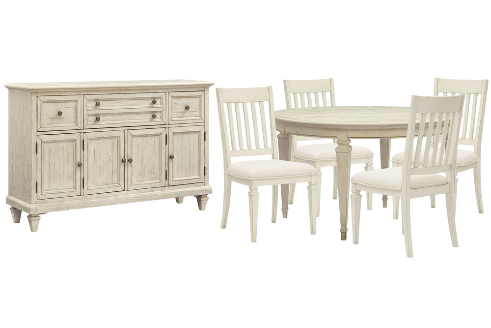 Magnussen - Newport Alabaster Extendable Round Dining Table With 4 Side Chairs And Buffet - D5430-25-KIT3 view 1
