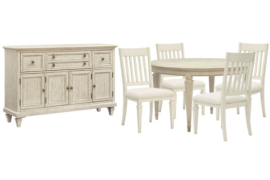Magnussen - Newport Alabaster Extendable Round Dining Table With 4 Side Chairs And Buffet - D5430-25-KIT3 view 1