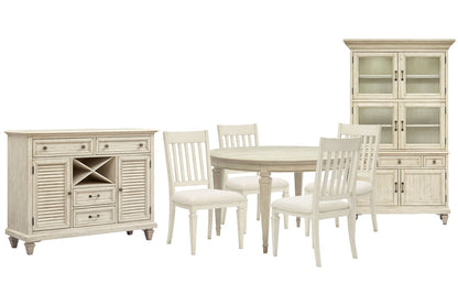 Magnussen - Newport Alabaster Extendable Round Dining Table With 4 Side Chairs Server And Dining Cabinet - D5430-25-KIT4 view 1