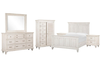 Magnussen - Newport Alabaster King Panel Bed 2 Nightstands Drawer Dresser With Landscape Mirror And Gentleman'S Chest - B5430-64-KIT6 view 1