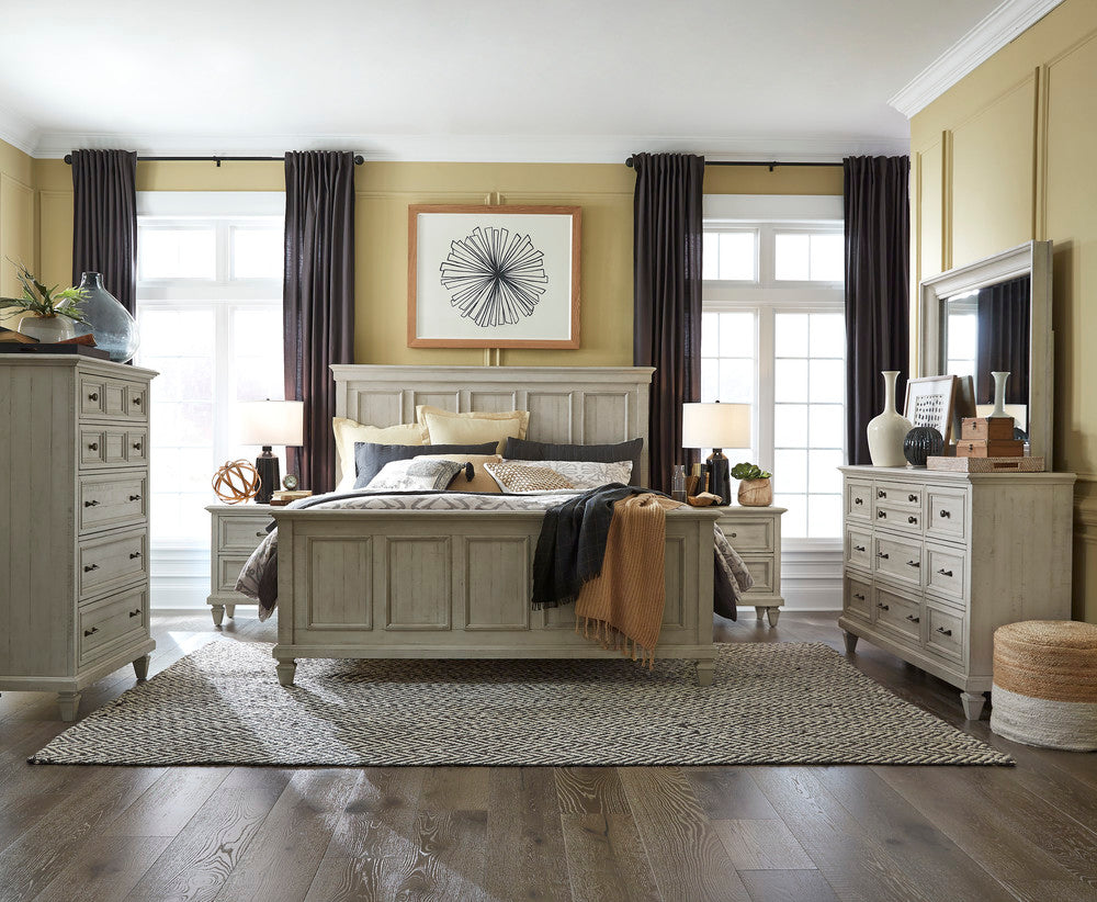 Magnussen - Newport Alabaster Queen Panel Bed 2 Nightstands Drawer Dresser With Landscape Mirror And Gentleman'S Chest - B5430-54-KIT6 view 9