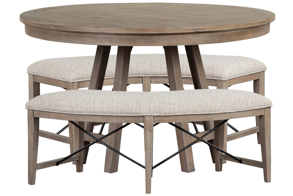 Magnussen - Paxton Place Dovetail Grey 52" Round Dining Table With 2 Curved Bench - D4805-27-KIT5 view 1