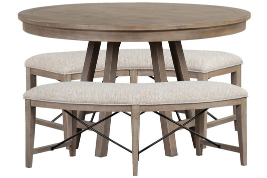 Magnussen - Paxton Place Dovetail Grey 52" Round Dining Table With 2 Curved Bench - D4805-27-KIT5 view 1