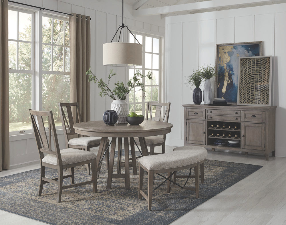 Magnussen - Paxton Place Dovetail Grey 52" Round Dining Table With 2 Curved Bench - D4805-27-KIT5 view 9