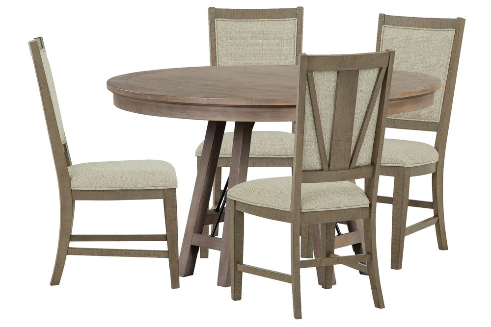 Magnussen - Paxton Place Dovetail Grey 52" Round Dining Table With 4 Step Upholstered Side Chairs - D4805-27-KIT3 view 1