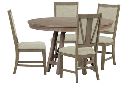 Magnussen - Paxton Place Dovetail Grey 52" Round Dining Table With 4 Step Upholstered Side Chairs - D4805-27-KIT3 view 1