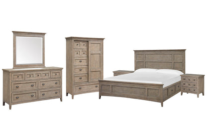 Magnussen - Paxton Place Dovetail Grey California King Panel Storage Bed 2 Nightstands Drawer Dresser With Landscape Mirror And Door Chest - B4805-75-KIT6 view 1