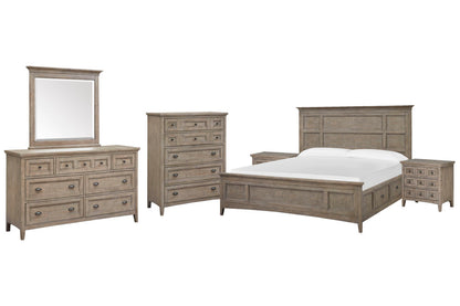Magnussen - Paxton Place Dovetail Grey California King Panel Storage Bed 2 Nightstands Drawer Dresser With Landscape Mirror And Drawer Chest - B4805-75-KIT5 view 1