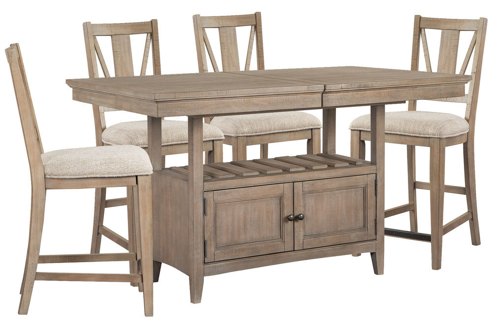 Magnussen - Paxton Place Dovetail Grey Extendable Counter Height Dining Table With 4 Counter Chairs - D4805-42-KIT1 view 1