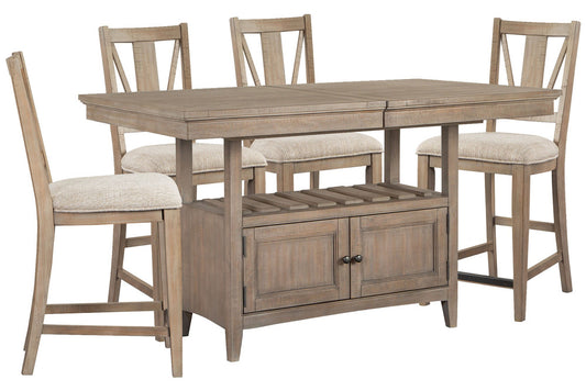 Magnussen - Paxton Place Dovetail Grey Extendable Counter Height Dining Table With 4 Counter Chairs - D4805-42-KIT1 view 1