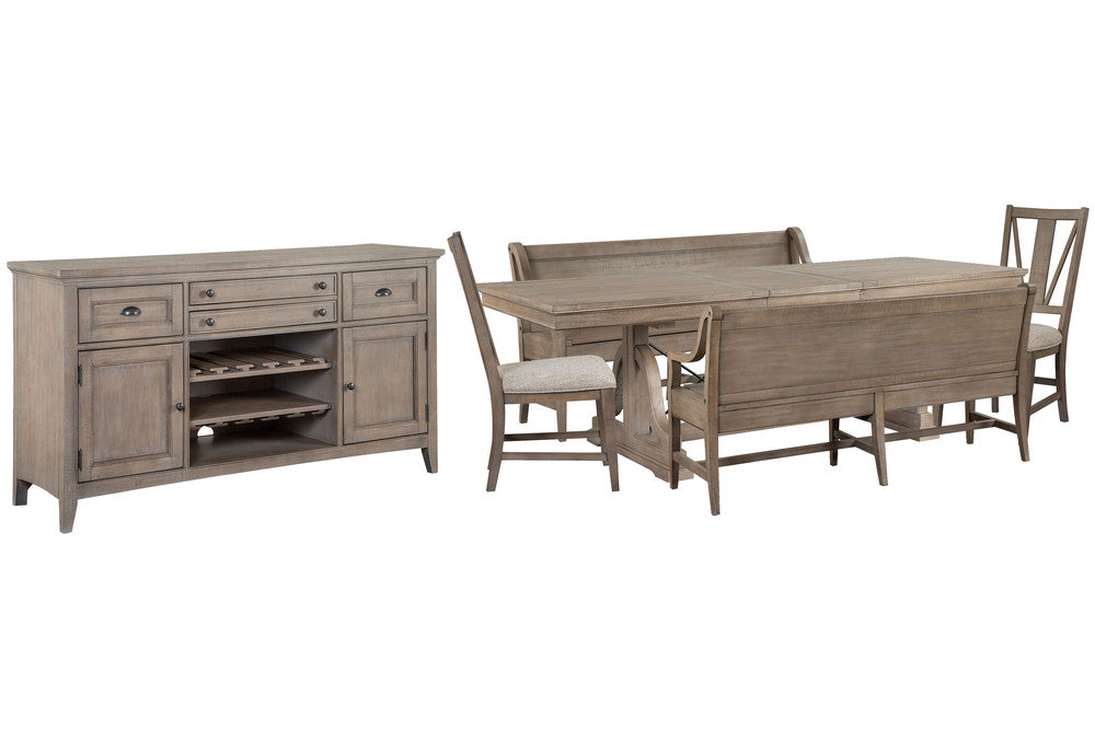 Magnussen - Paxton Place Dovetail Grey Extendable Trestle Dining Table With 2 Benches 2 Side Chairs And Buffet - D4805-25-KIT28 view 1