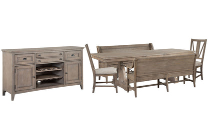 Magnussen - Paxton Place Dovetail Grey Extendable Trestle Dining Table With 2 Benches 2 Side Chairs And Buffet - D4805-25-KIT28 view 1