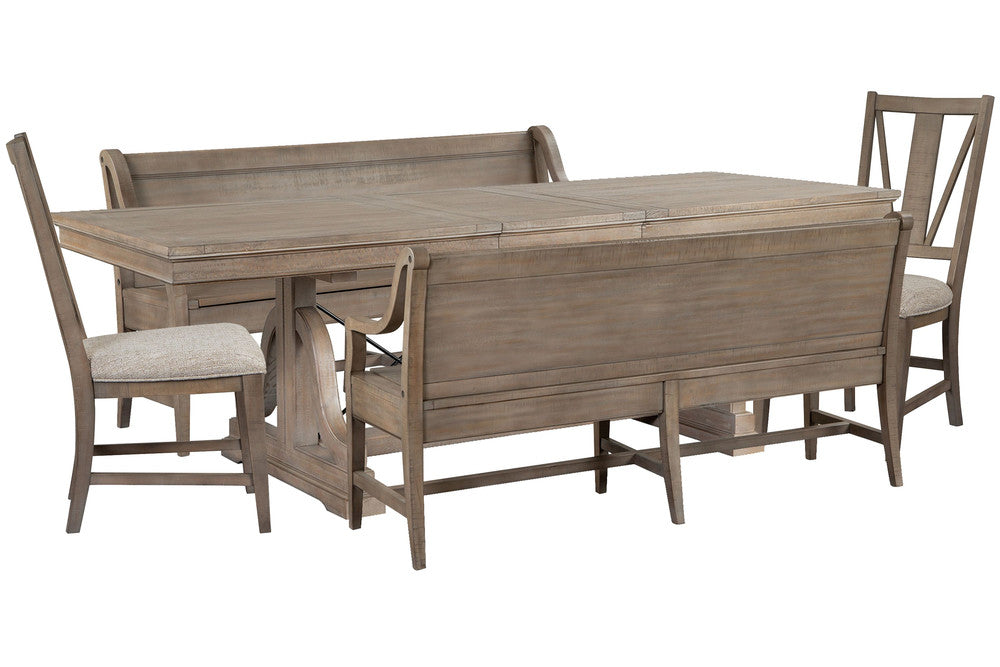 Magnussen - Paxton Place Dovetail Grey Extendable Trestle Dining Table With 2 Benches And 2 Side Chairs - D4805-25-KIT27 view 1