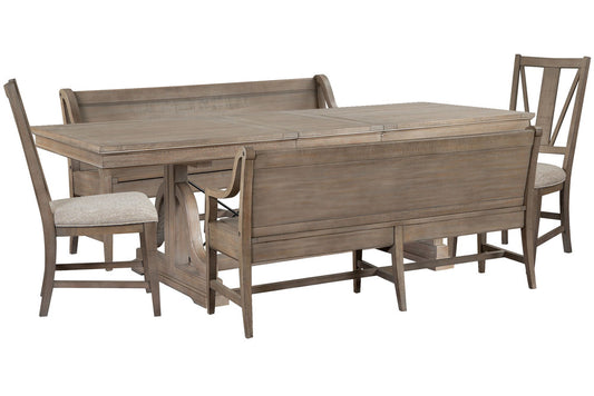 Magnussen - Paxton Place Dovetail Grey Extendable Trestle Dining Table With 2 Benches And 2 Side Chairs - D4805-25-KIT27 view 1