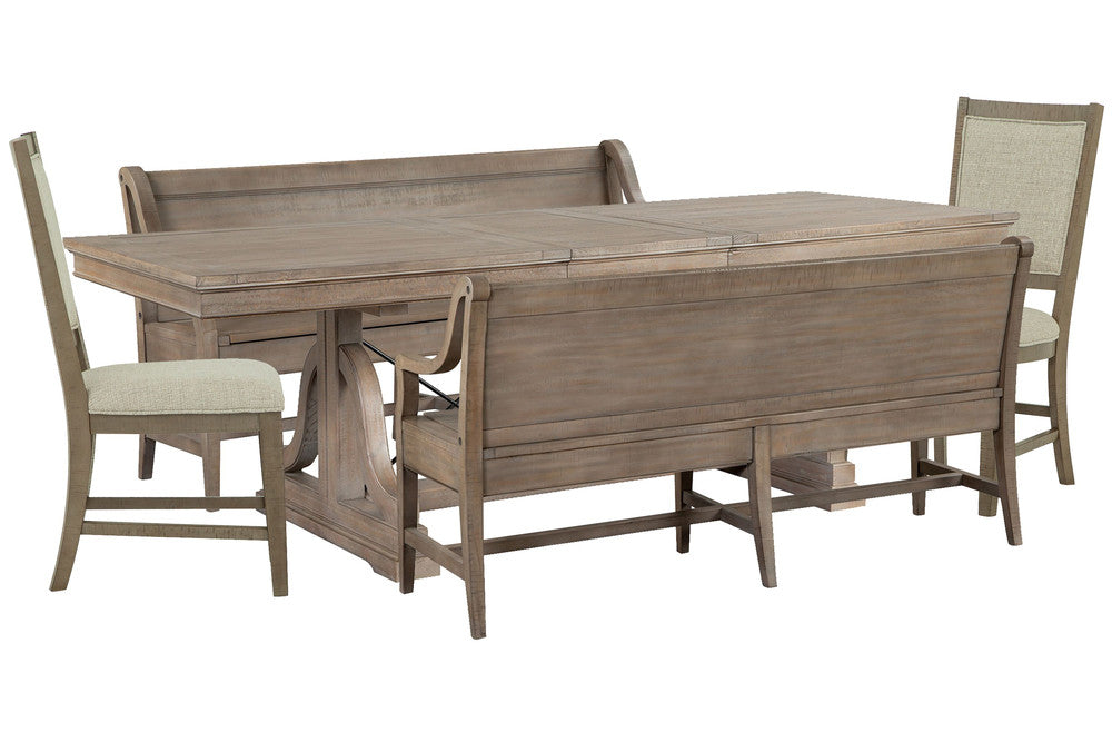 Magnussen - Paxton Place Dovetail Grey Extendable Trestle Dining Table With 2 Benches And 2 Upholstered Side Chairs - D4805-25-KIT29 view 1