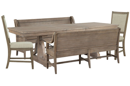 Magnussen - Paxton Place Dovetail Grey Extendable Trestle Dining Table With 2 Benches And 2 Upholstered Side Chairs - D4805-25-KIT29 view 1
