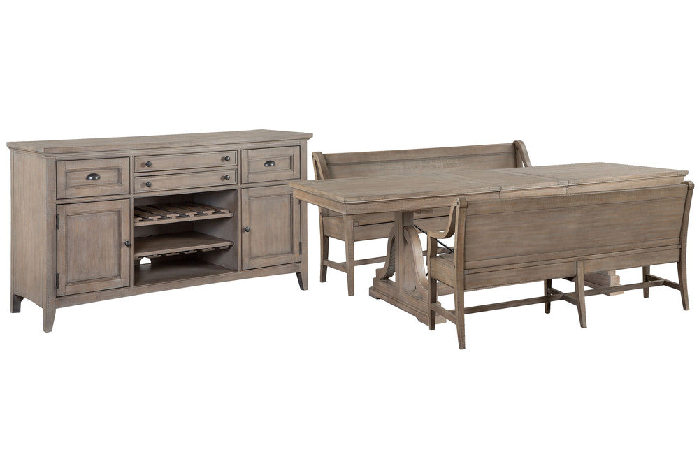 Magnussen - Paxton Place Dovetail Grey Extendable Trestle Dining Table With 2 Benches And Buffet - D4805-25-KIT26 view 1