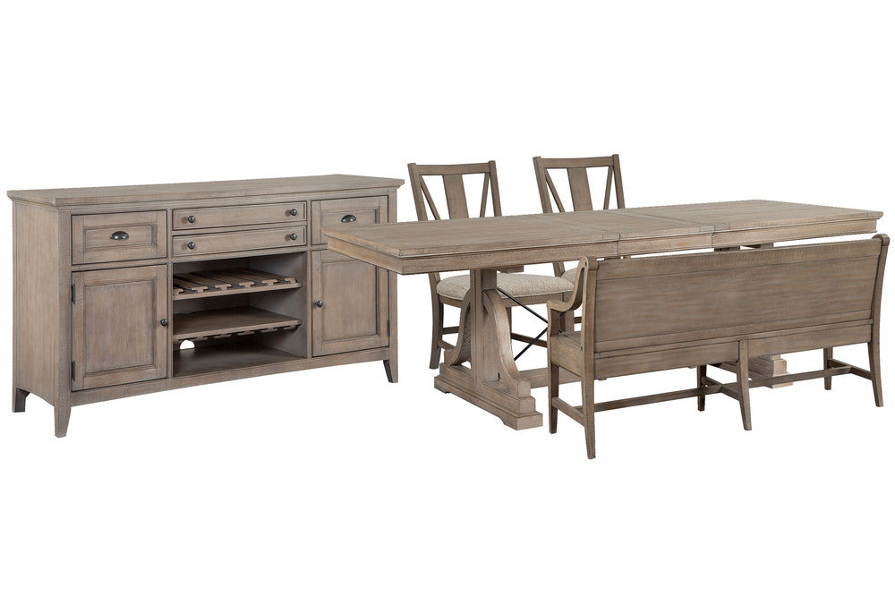 Magnussen - Paxton Place Dovetail Grey Extendable Trestle Dining Table With 2 Side Chairs Bench And Buffet - D4805-25-KIT14 view 1