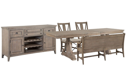 Magnussen - Paxton Place Dovetail Grey Extendable Trestle Dining Table With 2 Side Chairs Bench And Buffet - D4805-25-KIT14 view 1