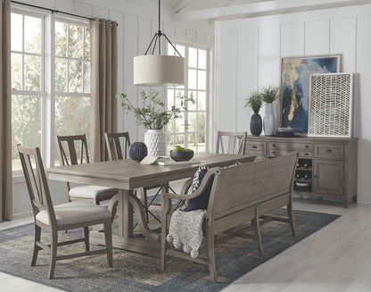 Magnussen - Paxton Place Dovetail Grey Extendable Trestle Dining Table With 2 Side Chairs Bench And Buffet - D4805-25-KIT14 view 11