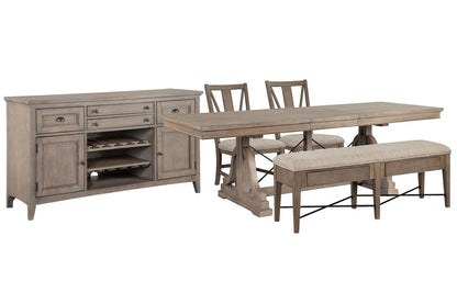 Magnussen - Paxton Place Dovetail Grey Extendable Trestle Dining Table With 2 Side Chairs Upholstered Bench And Buffet - D4805-25-KIT10 view 1