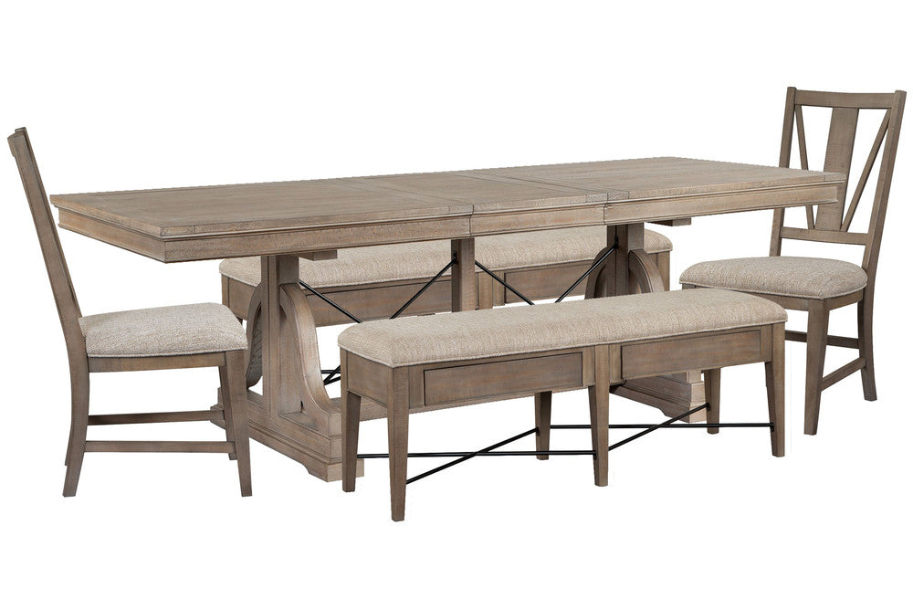 Magnussen - Paxton Place Dovetail Grey Extendable Trestle Dining Table With 2 Upholstered Benches And 2 Side Chairs - D4805-25-KIT33 view 1