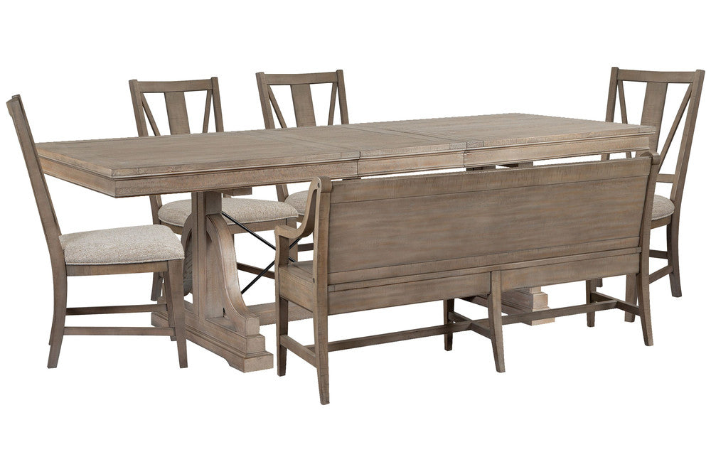 Magnussen - Paxton Place Dovetail Grey Extendable Trestle Dining Table With 4 Side Chairs And Bench - D4805-25-KIT15 view 1