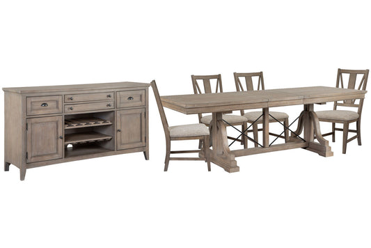 Magnussen - Paxton Place Dovetail Grey Extendable Trestle Dining Table With 4 Side Chairs And Buffet - D4805-25-KIT2 view 1