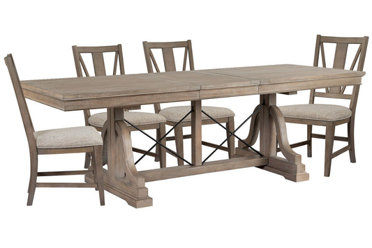Magnussen - Paxton Place Dovetail Grey Extendable Trestle Dining Table With 4 Side Chairs - D4805-25-KIT1 view 1