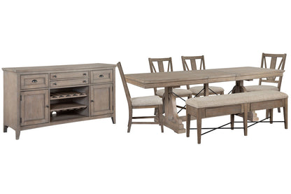 Magnussen - Paxton Place Dovetail Grey Extendable Trestle Dining Table With 4 Side Chairs Upholstered Bench And Buffet - D4805-25-KIT12 view 1