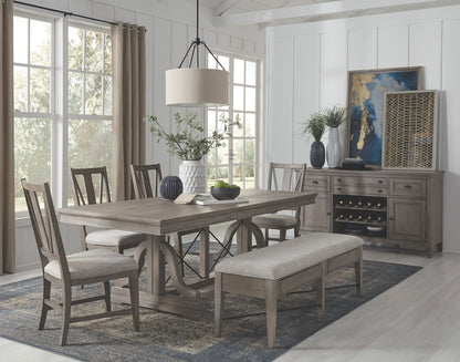 Magnussen - Paxton Place Dovetail Grey Extendable Trestle Dining Table With 4 Side Chairs Upholstered Bench And Buffet - D4805-25-KIT12 view 10