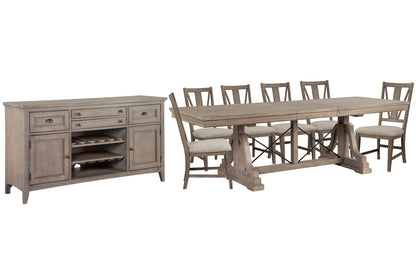 Magnussen - Paxton Place Dovetail Grey Extendable Trestle Dining Table With 6 Side Chairs And Buffet - D4805-25-KIT4 view 1